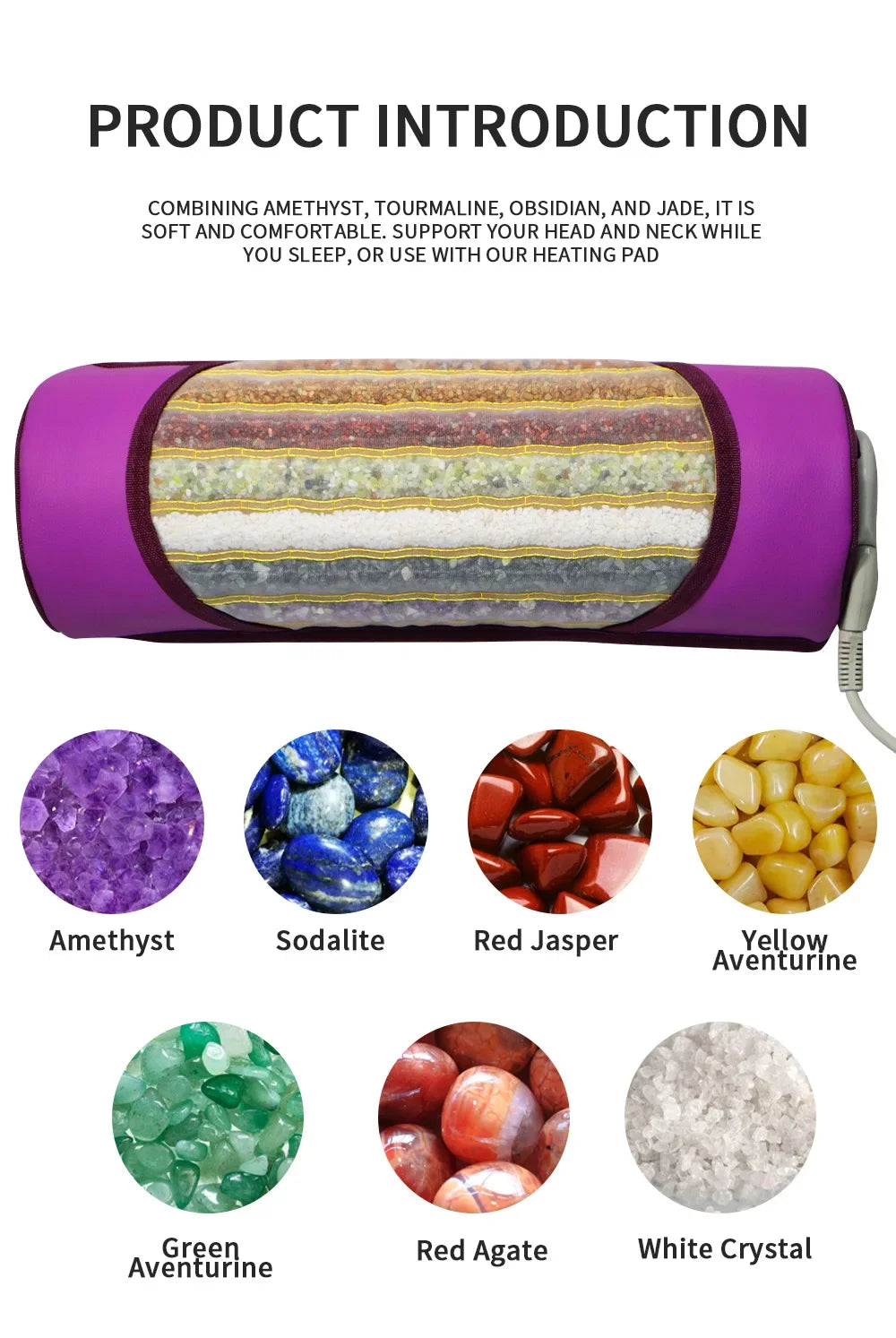 7 Color Crystal Massage Heated Pillow Chakra Energy Far And Near Infrared Therapy Mini Cuscino Restores Mood Improves Insomnia