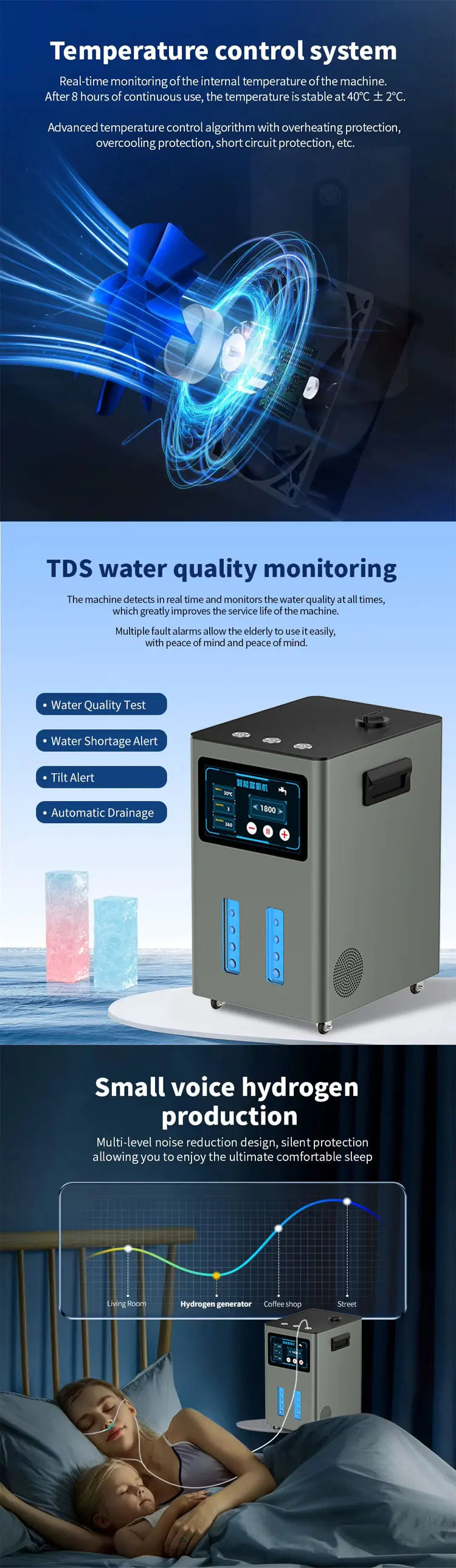 Hydrogen Therapy High Flow 1500ML 3000ML Hydrogen Oxygen Inhalation Machine Generator Brown Gas Generator H2 Inhaler Device