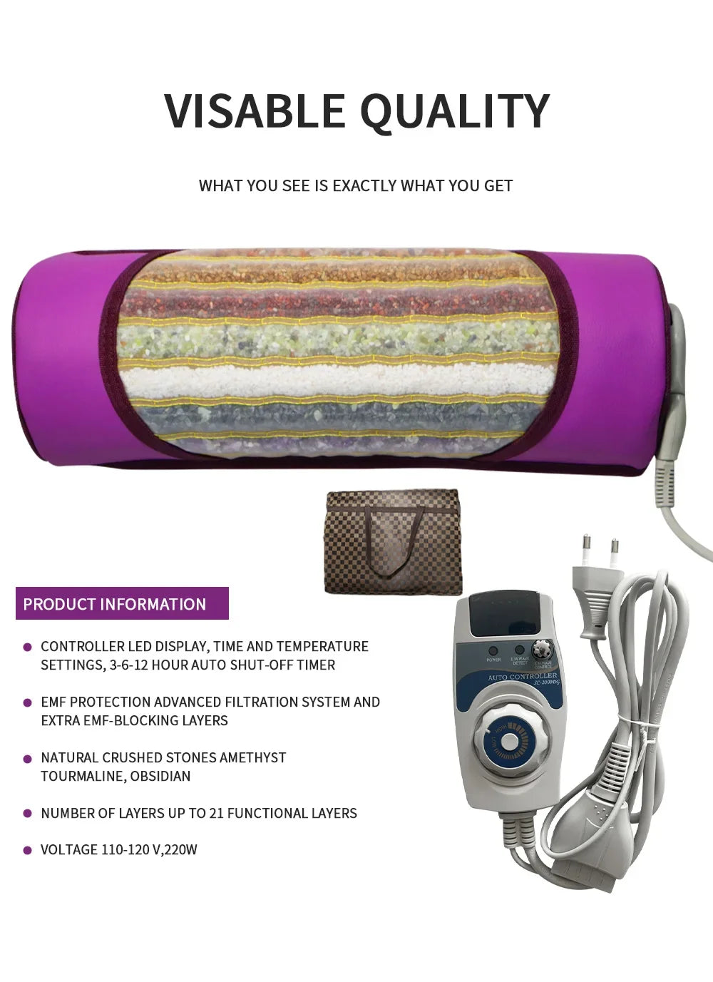 7 Color Crystal Massage Heated Pillow Chakra Energy Far And Near Infrared Therapy Mini Cuscino Restores Mood Improves Insomnia