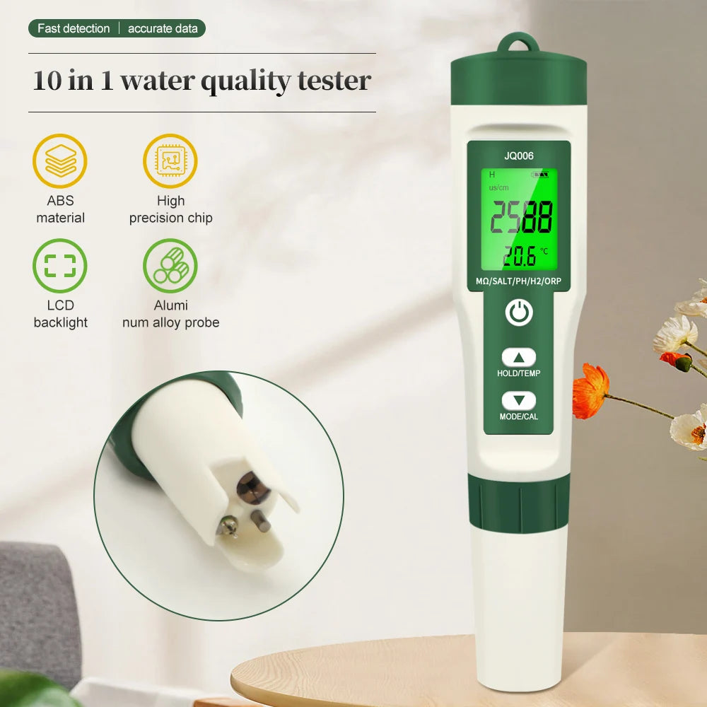 10 in 1 Water Quality Tester: Water is life—but impure water accelerates aging. Hidden contaminants like heavy metals, excessive TDS, and pH imbalances drive inflammation, oxidative stress, and cellular damage, silently shortening your healthspan.
