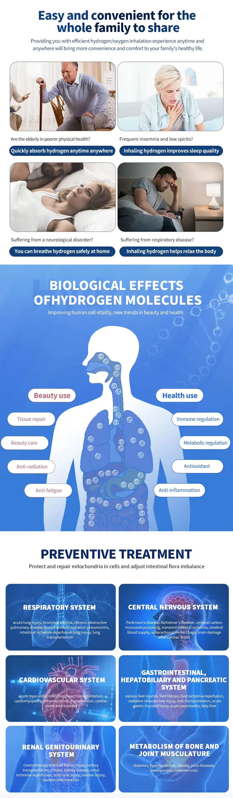 Hydrogen Therapy High Flow 1500ML 3000ML Hydrogen Oxygen Inhalation Machine Generator Brown Gas Generator H2 Inhaler Device