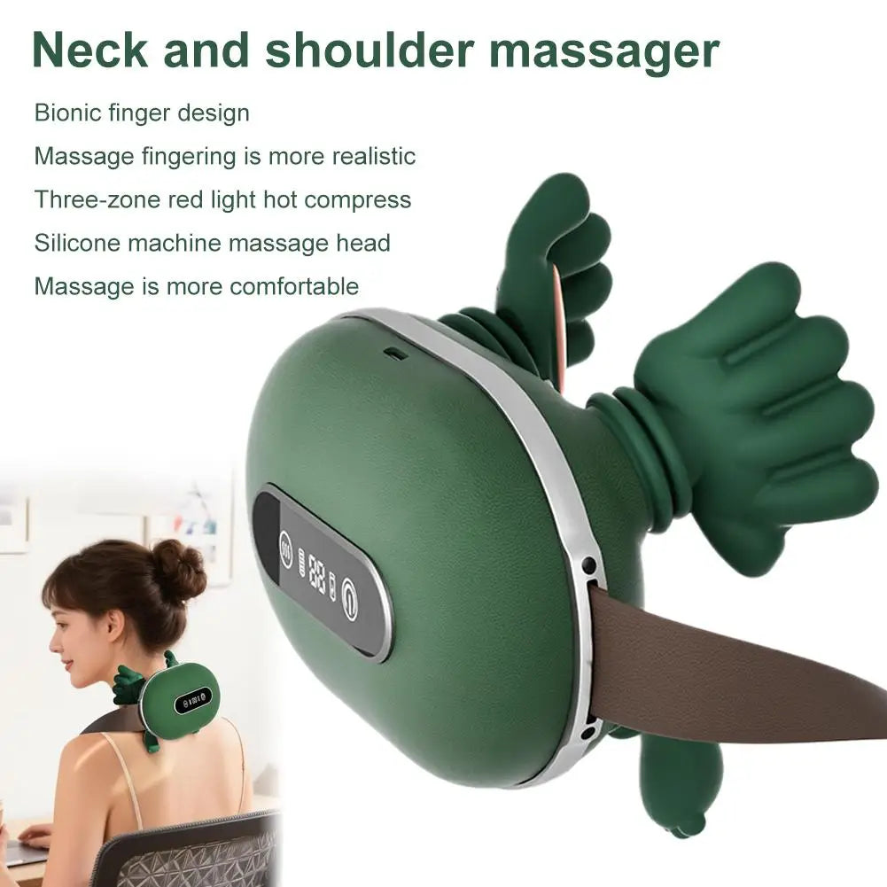 Rechargeable Dual-Finger Neck And Shoulder Massager Device Infrared Therapy Heat Compression for Relaxation And Pain Relief