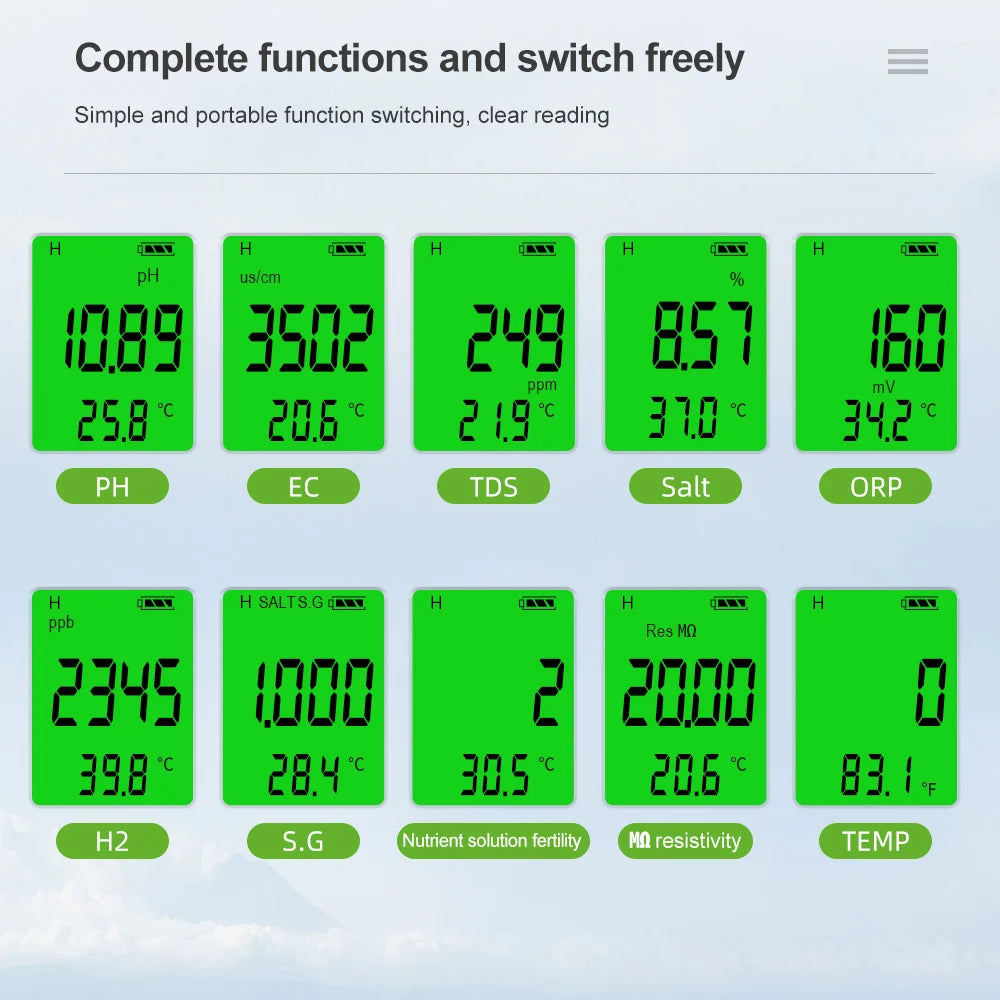 10 in 1 Water Quality Tester: Water is life—but impure water accelerates aging. Hidden contaminants like heavy metals, excessive TDS, and pH imbalances drive inflammation, oxidative stress, and cellular damage, silently shortening your healthspan.