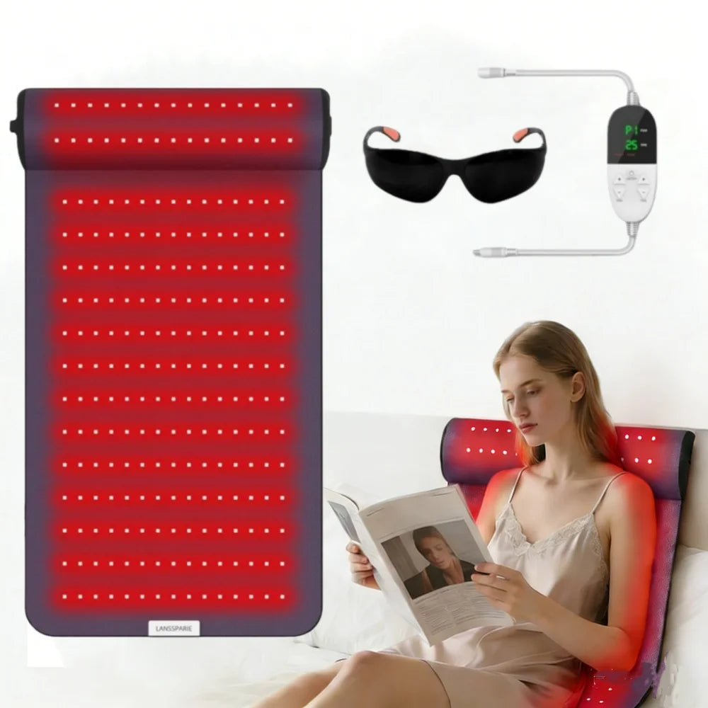 Red Light Therapy Mat with Neck Support Near Infrared Light Therapy Pad for Body Deep Therapy Pain Relief Muscle Recovery