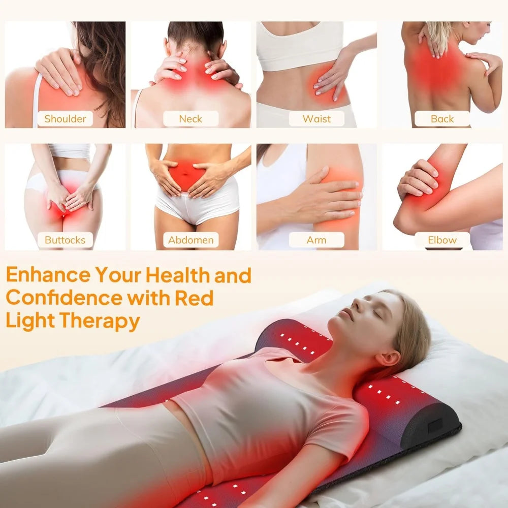 Red Light Therapy Mat with Neck Support Near Infrared Light Therapy Pad for Body Deep Therapy Pain Relief Muscle Recovery