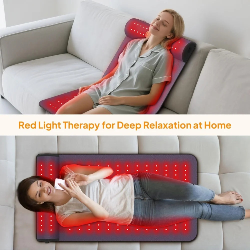 Red Light Therapy Mat with Neck Support Near Infrared Light Therapy Pad for Body Deep Therapy Pain Relief Muscle Recovery