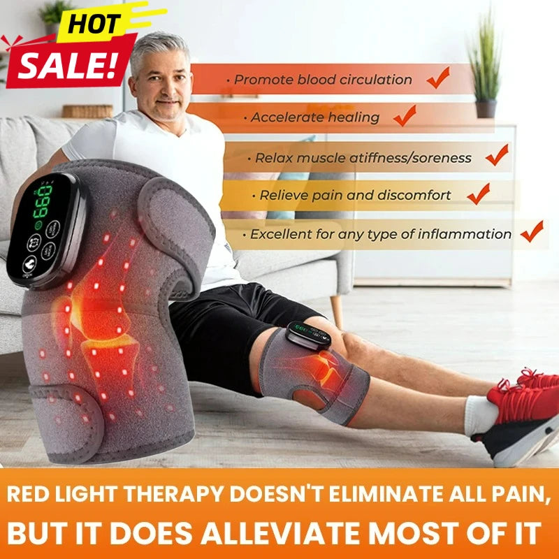 Red Light Therapy Knee Shoulder Brace 660nm 850nm Infrared Heat Wrap for Arthritis Joint Pain Muscle Relaxation Healing Support
