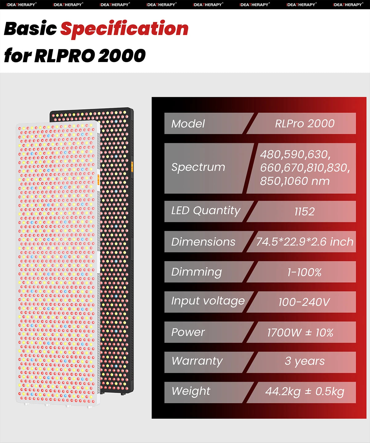 Lxy IDEATHERAPY Touch Screen APP RLPRO2000 9 Wave Blue Yellow Light Therapy Device Infrared Light Therapy  Red Light Therapy