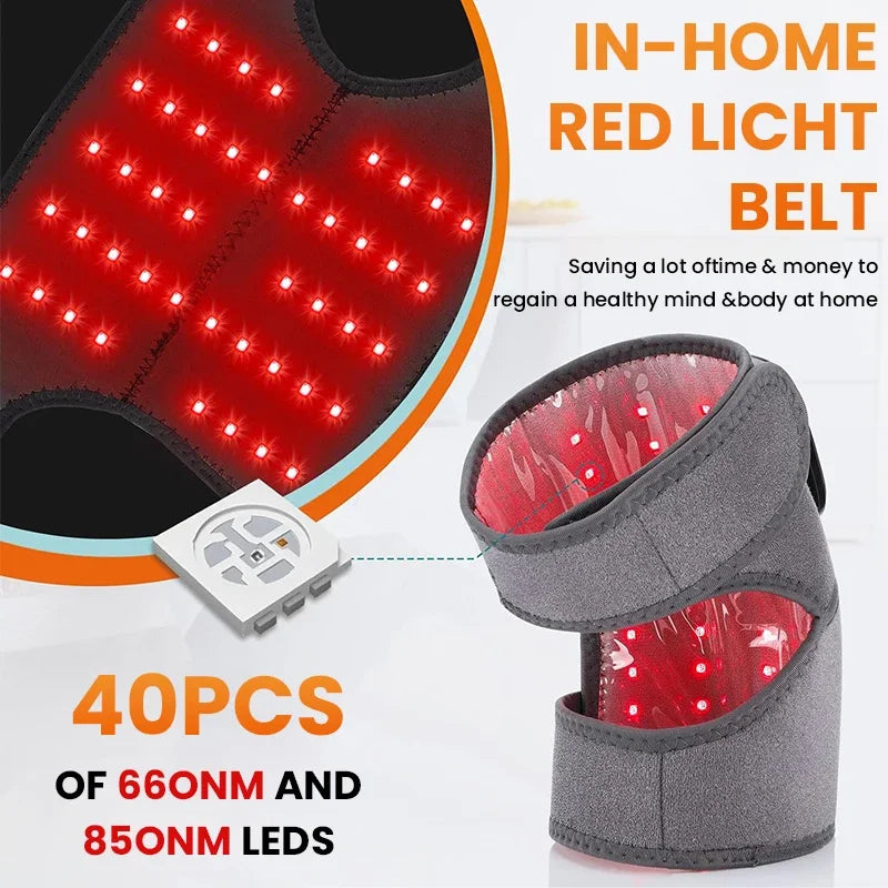 Red Light Therapy Knee Shoulder Brace 660nm 850nm Infrared Heat Wrap for Arthritis Joint Pain Muscle Relaxation Healing Support