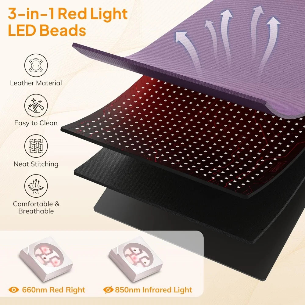 Red Light Therapy Mat with Neck Support Near Infrared Light Therapy Pad for Body Deep Therapy Pain Relief Muscle Recovery