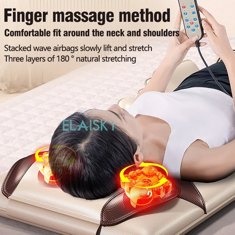Electric Massage Mattress Airbag Kneading Vibrating Mat For Neck Back Leg Moxibustion Therapy Body Waist Relaxation Pain Relief